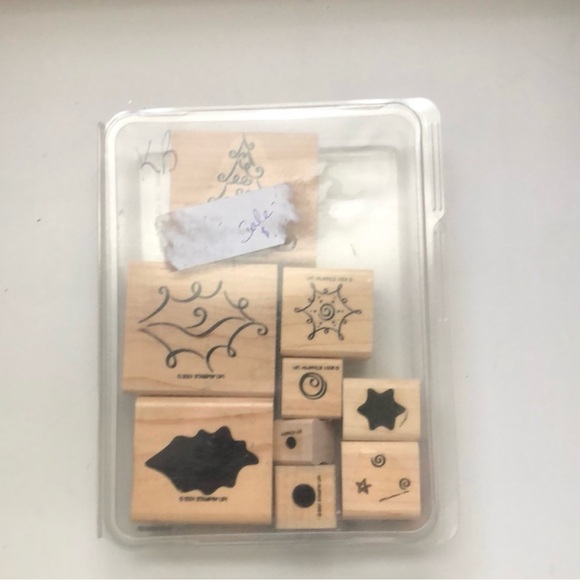 Stampin Up Stamps Two Step Curly Christmas 2001 8 Piece Mounted Stamp Set & Case - Picture 10 of 10